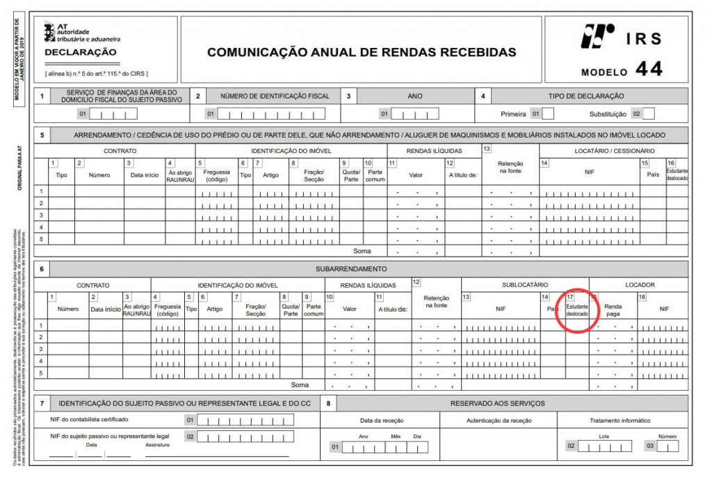 O novo modelo para a comunicação anual de rendas foi publicado esta sexta-feira.